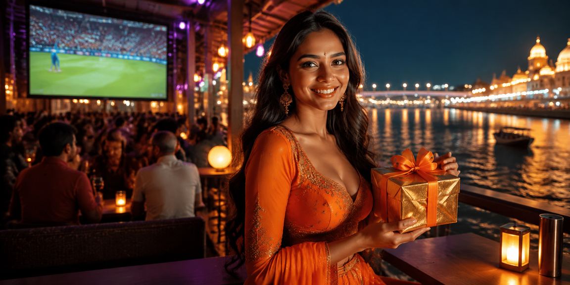 Delhi cricket betting night market with digital screens and enthusiastic crowd