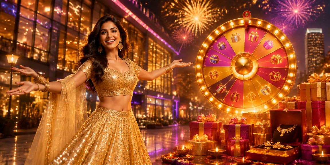 Happy Indian woman playing roulette at online casino